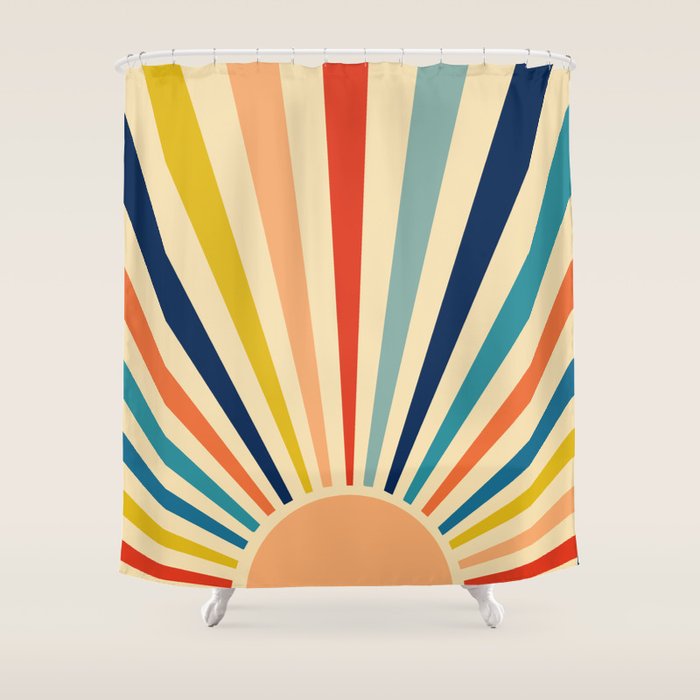 60s retro sun  Shower Curtain