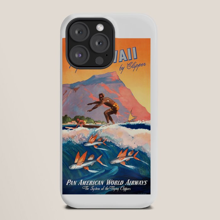 1947 Fly To Hawaii By Clipper Pan American Travel Poster iPhone Case