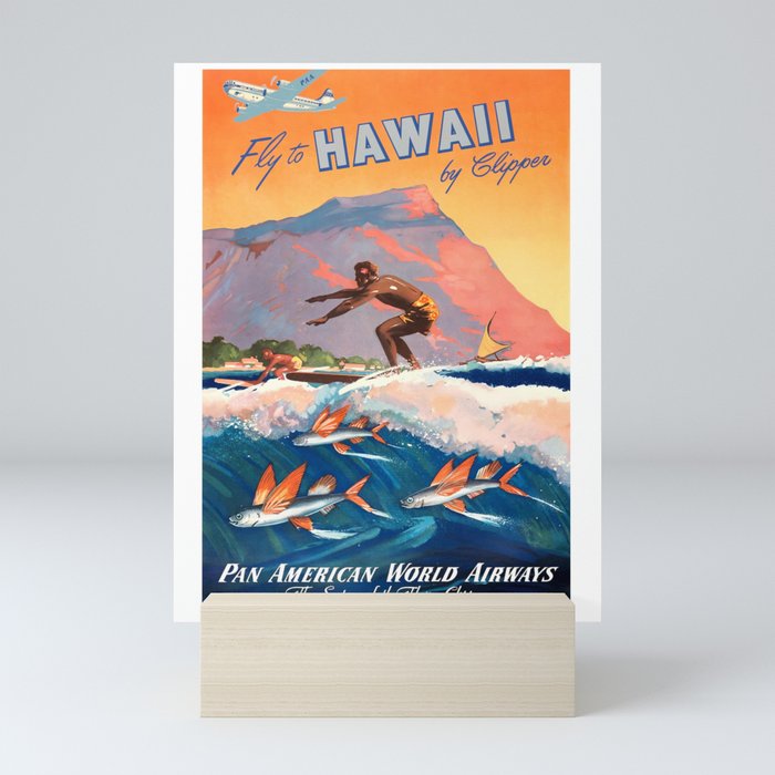 1947 Fly To Hawaii By Clipper Pan American Travel Poster Mini Art Print