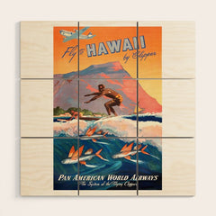 1947 Fly To Hawaii By Clipper Pan American Travel Poster Wood Wall Art