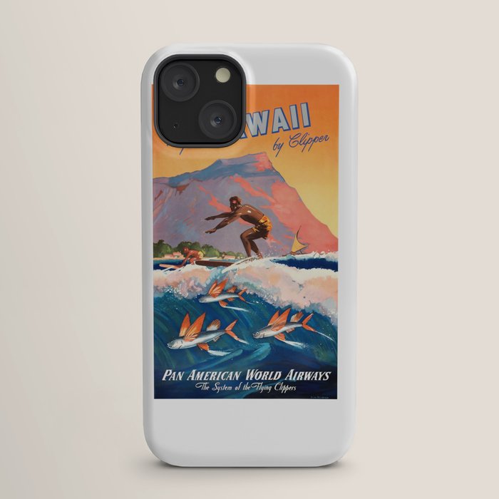 1947 Fly To Hawaii By Clipper Pan American Travel Poster iPhone Case