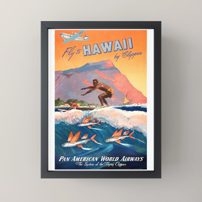 1947 Fly To Hawaii By Clipper Pan American Travel Poster Mini Art Print