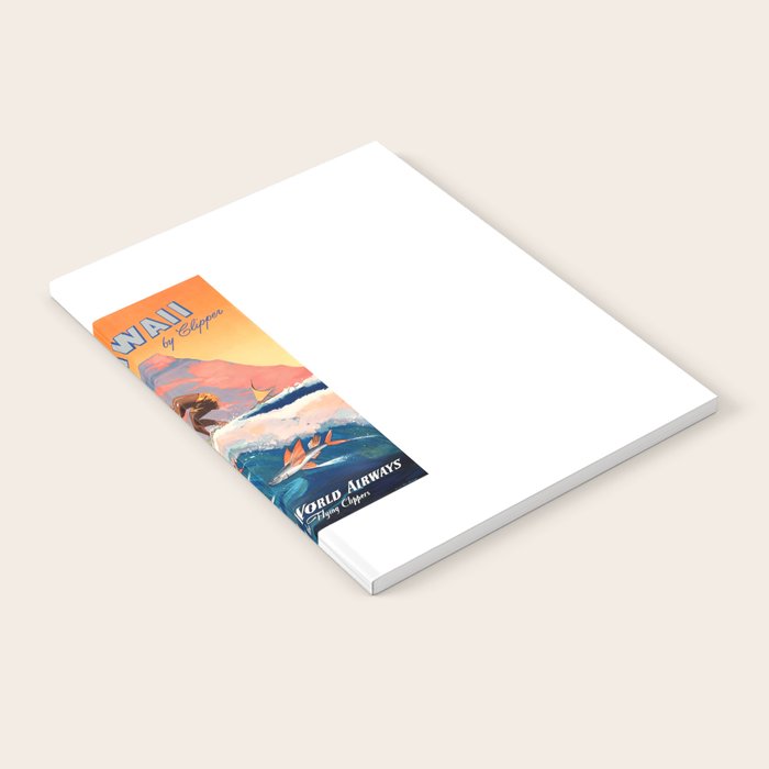 1947 Fly To Hawaii By Clipper Pan American Travel Poster Notebook