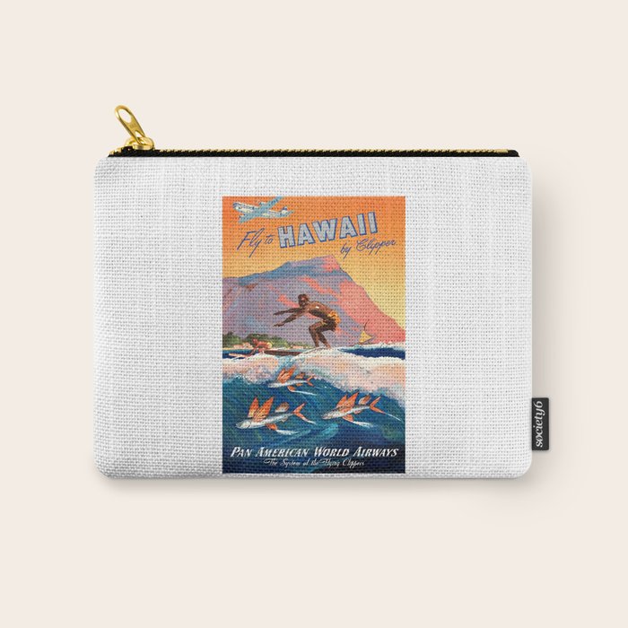 1947 Fly To Hawaii By Clipper Pan American Travel Poster Carry All Pouch