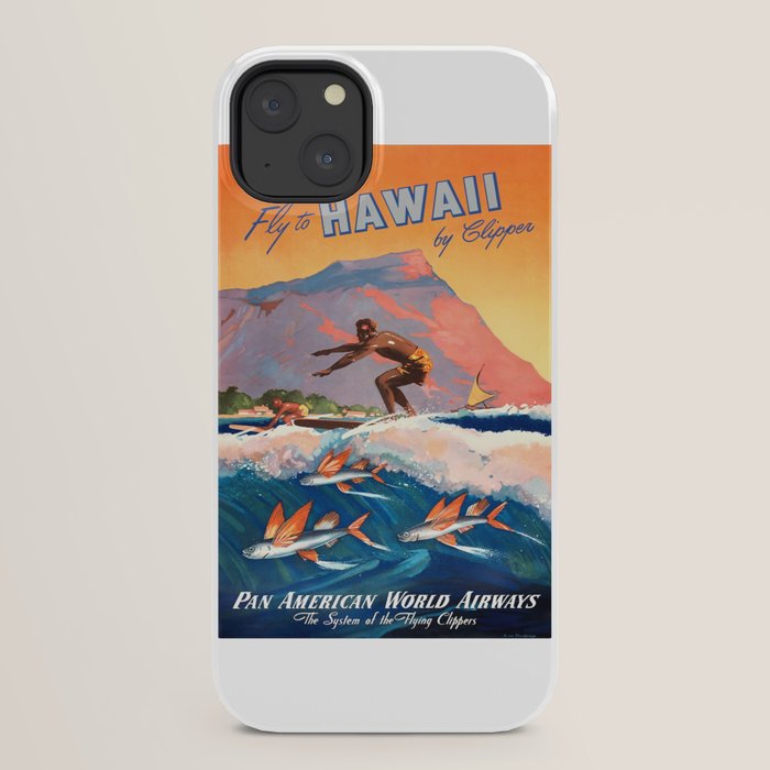 1947 Fly To Hawaii By Clipper Pan American Travel Poster iPhone Case