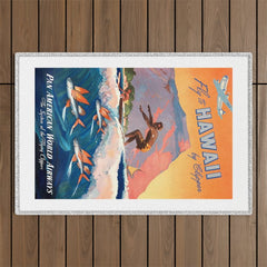 1947 Fly To Hawaii By Clipper Pan American Travel Poster Outdoor Rug