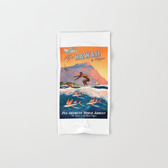 1947 Fly To Hawaii By Clipper Pan American Travel Poster Bath Towel