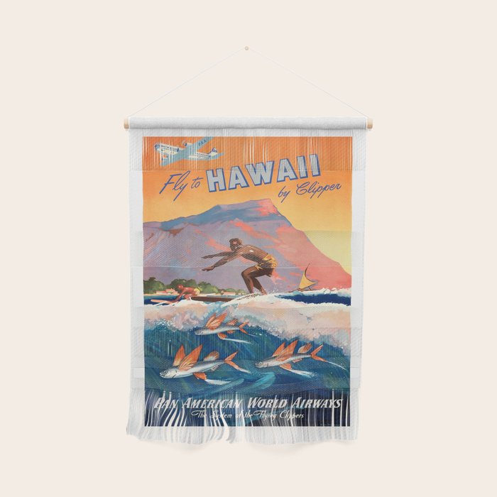 1947 Fly To Hawaii By Clipper Pan American Travel Poster Wall Hanging