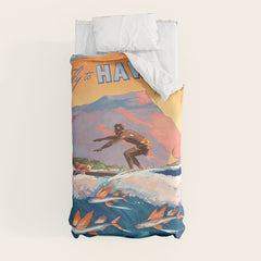 1947 Fly To Hawaii By Clipper Pan American Travel Poster Duvet Cover
