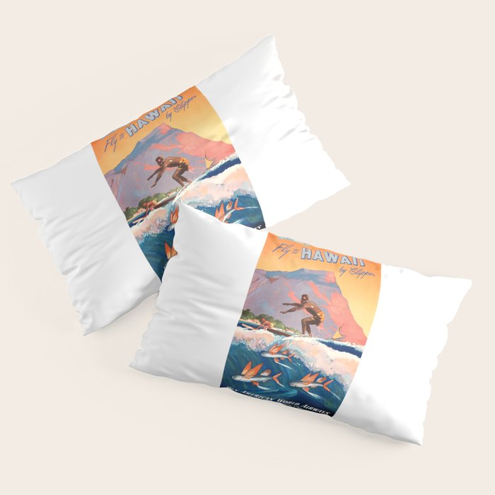 1947 Fly To Hawaii By Clipper Pan American Travel Poster Pillow Sham