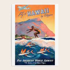 1947 Fly To Hawaii By Clipper Pan American Travel Poster Poster