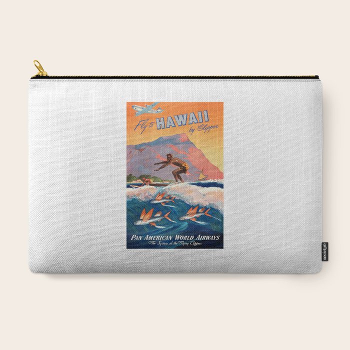 1947 Fly To Hawaii By Clipper Pan American Travel Poster Carry All Pouch