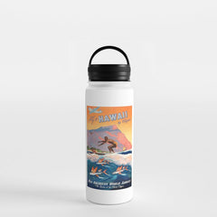 1947 Fly To Hawaii By Clipper Pan American Travel Poster Water Bottle