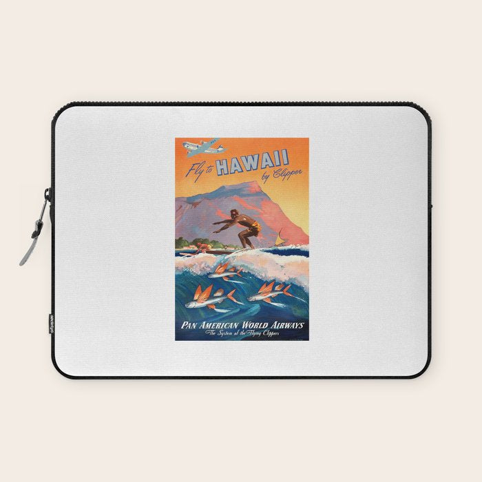 1947 Fly To Hawaii By Clipper Pan American Travel Poster Laptop Sleeve