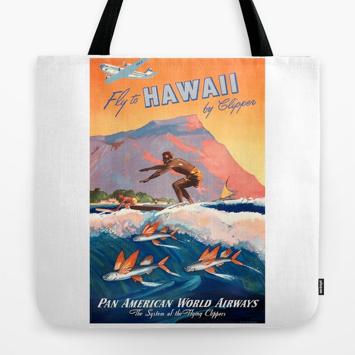 1947 Fly To Hawaii By Clipper Pan American Travel Poster Tote Bag