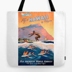 1947 Fly To Hawaii By Clipper Pan American Travel Poster Tote Bag