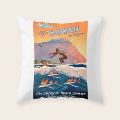 1947 Fly To Hawaii By Clipper Pan American Travel Poster Throw Pillow
