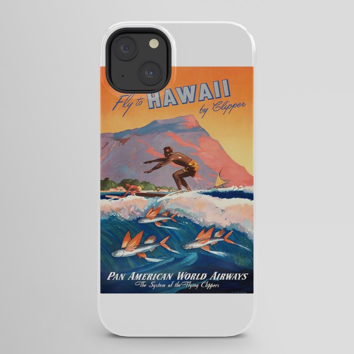 1947 Fly To Hawaii By Clipper Pan American Travel Poster iPhone Case