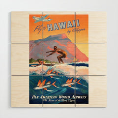 1947 Fly To Hawaii By Clipper Pan American Travel Poster Wood Wall Art