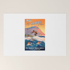 1947 Fly To Hawaii By Clipper Pan American Travel Poster Welcome Mat