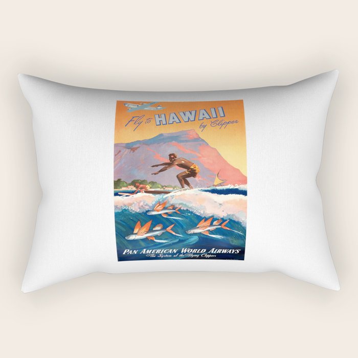 1947 Fly To Hawaii By Clipper Pan American Travel Poster Rectangular Pillow