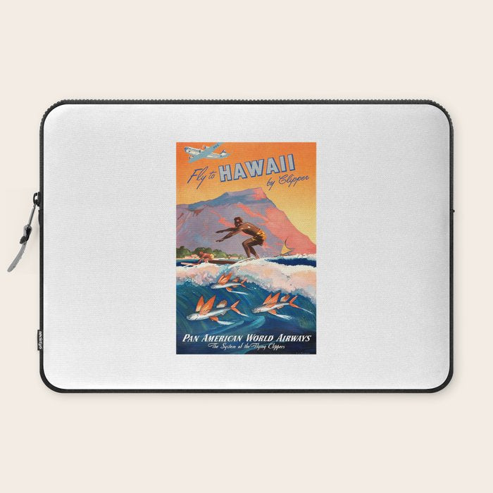 1947 Fly To Hawaii By Clipper Pan American Travel Poster Laptop Sleeve