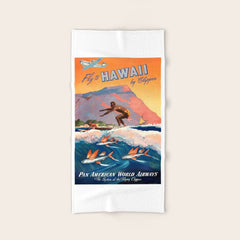 1947 Fly To Hawaii By Clipper Pan American Travel Poster Bath Towel