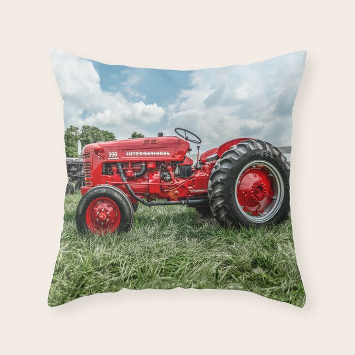 300 Vintage International Harvester Red Tractor Throw Pillow