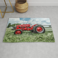 300 Vintage International Harvester Red Tractor Rug