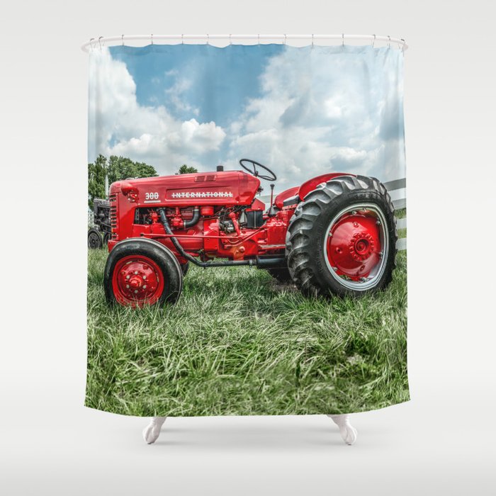 300 Vintage International Harvester Red Tractor Shower Curtain