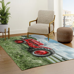 300 Vintage International Harvester Red Tractor Rug