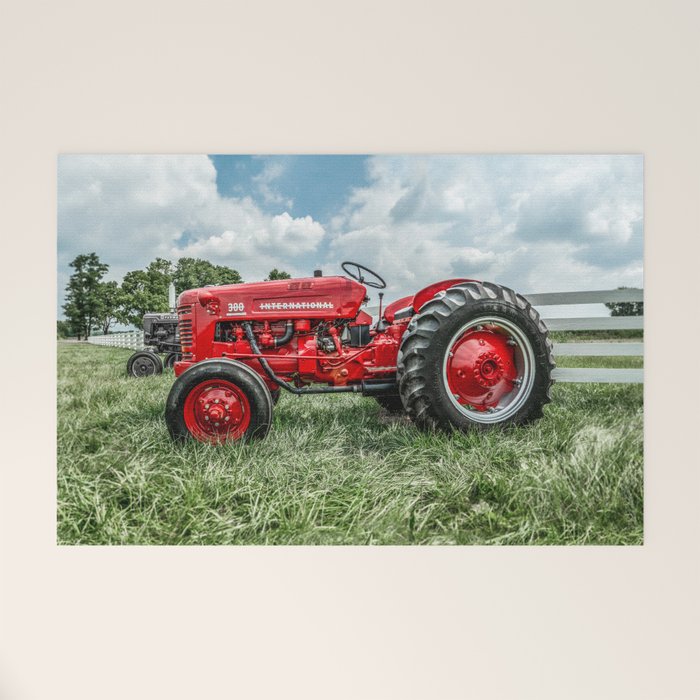 300 Vintage International Harvester Red Tractor Welcome Mat