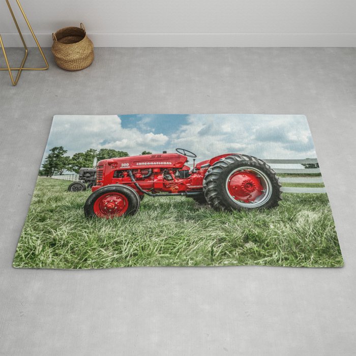 300 Vintage International Harvester Red Tractor Rug