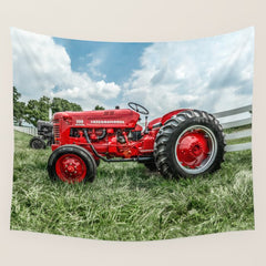 300 Vintage International Harvester Red Tractor Wall Tapestry