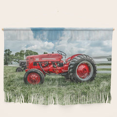 300 Vintage International Harvester Red Tractor Wall Hanging