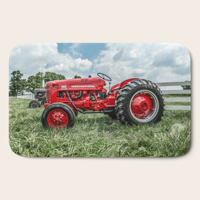 300 Vintage International Harvester Red Tractor Bath Mat