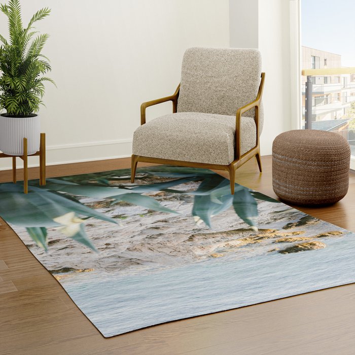 A few steps from the ocean | Fine art Croatia travel photography print | Coastal sea wall art Rug