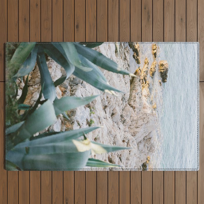 A few steps from the ocean | Fine art Croatia travel photography print | Coastal sea wall art Outdoor Rug