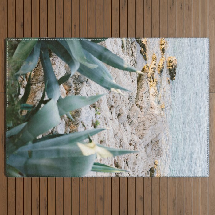 A few steps from the ocean | Fine art Croatia travel photography print | Coastal sea wall art Outdoor Rug
