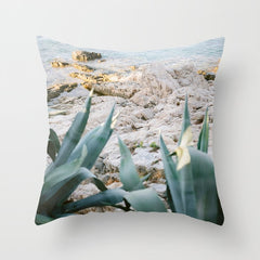 A few steps from the ocean | Fine art Croatia travel photography print | Coastal sea wall art Throw Pillow