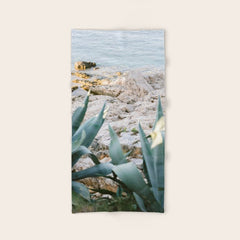 A few steps from the ocean | Fine art Croatia travel photography print | Coastal sea wall art Bath Towel