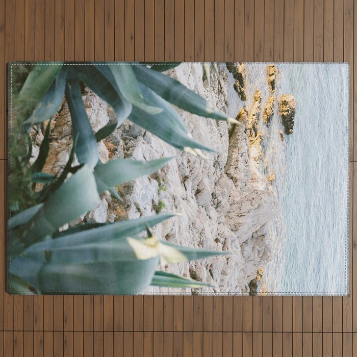 A few steps from the ocean | Fine art Croatia travel photography print | Coastal sea wall art Outdoor Rug
