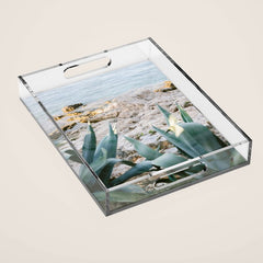 A few steps from the ocean | Fine art Croatia travel photography print | Coastal sea wall art Acrylic Tray