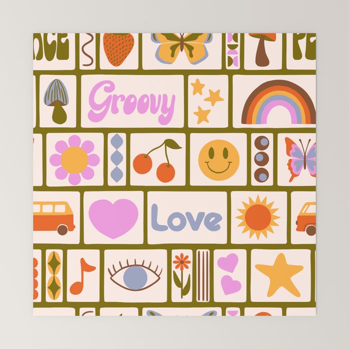 1970s Retro Pop Culture Icons Mini Art Print