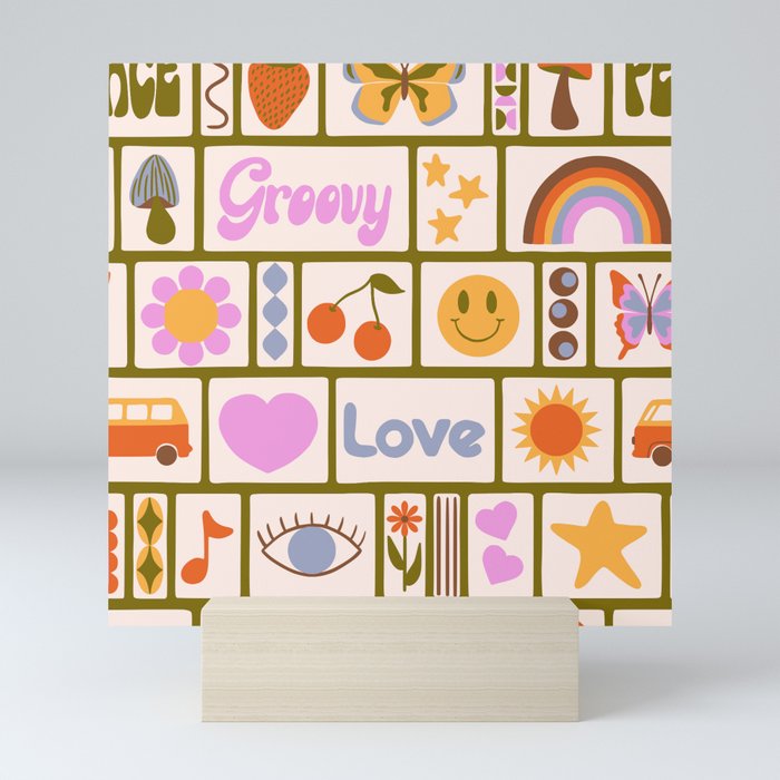 1970s Retro Pop Culture Icons Mini Art Print