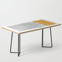 (White Background) Mid Century Modern Minimalist Rothko Inspired Color Field With Lines Geometric Style  Coffee Table