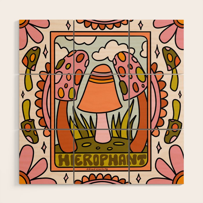 5. The Hierophant Mushroom Wood Wall Art