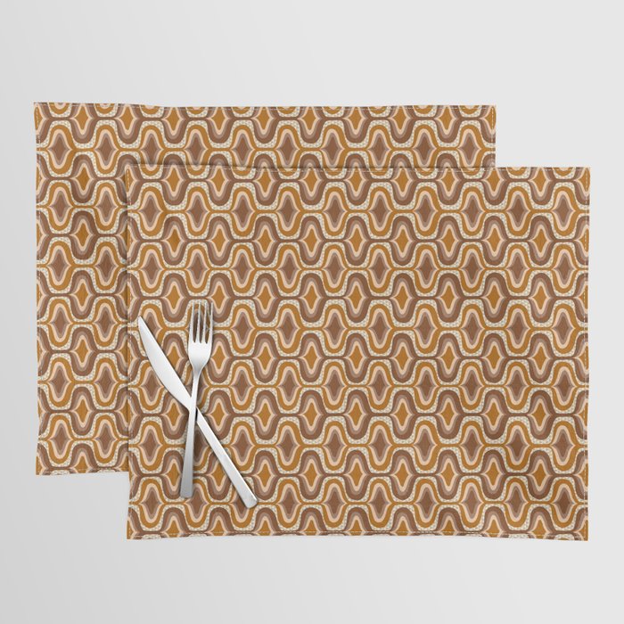 70s mod fabric repeat, orange and browns Placemat