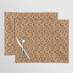 70s mod fabric repeat, orange and browns Placemat
