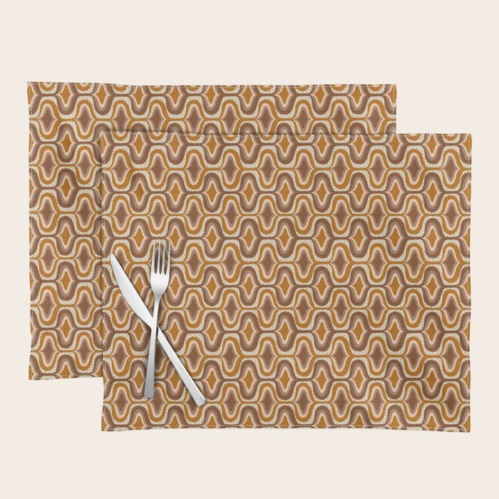 70s mod fabric repeat, orange and browns Placemat
